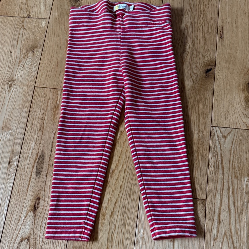 Mini Boden Red and White Striped Leggings
